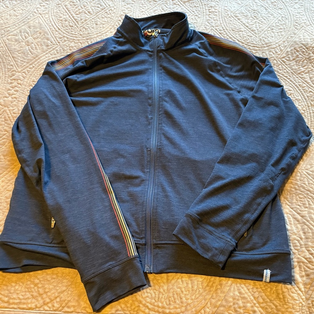 Marine Layer Track Jacket with Rainbow Stripes
